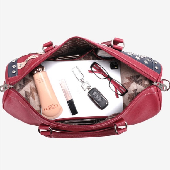 Black and White Studded Flag Design Women's Bag HAND BAG ONLY - Picture 7 of 8